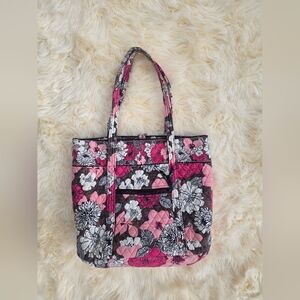 Floral Quilted Pink Tote Bag Vera Bradley Large Pink Brown